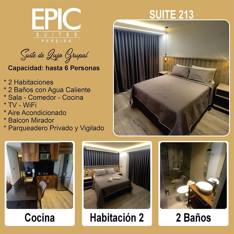 Epic Suite 213 Deluxe Aeropuerto 6P 2Hab