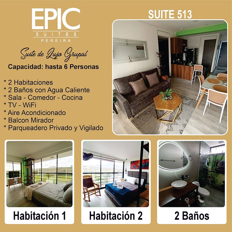 Epic Suite 513 Deluxe Aeropuerto 6P 2Hab