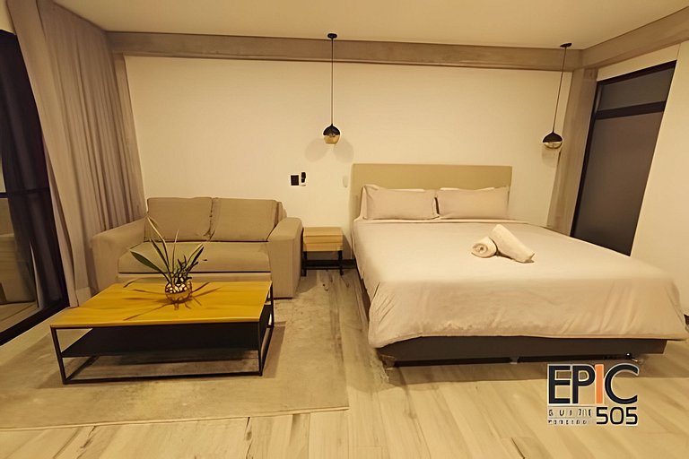 Epic Suite 505 •King Bed +Sofácama •5 min Airport